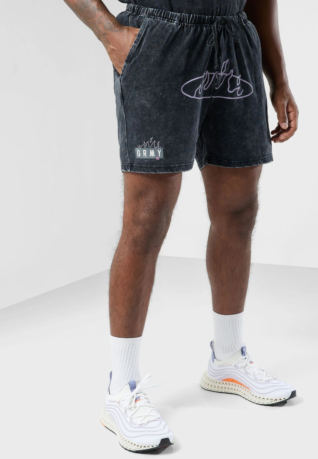 GRIMEY Cloven Tongues Stone Washed Sweatshorts 3 GRIMEY Cloven Tongues Stone Washed Sweatshorts