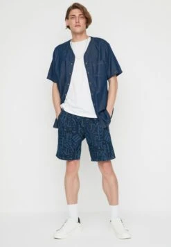 Trendyol Drawstring Printed Denim Shorts