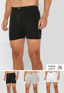 3 Pack Tab On Waist Boxers With Antibacterial Finish