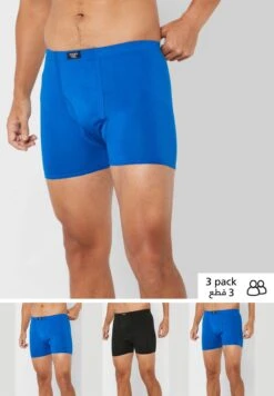 3 Pack Tab On Waist Boxers With Antibacterial Finish