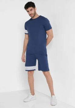 Striped Detailed T-Shirt & Shorts Set