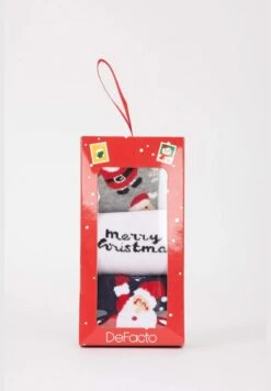DeFacto 3 Pack Father Christmas Print Long Socks