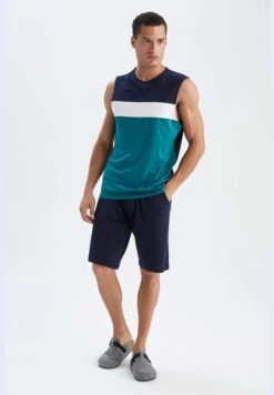 DeFacto 2 Pack Man Regular Fit Crew Neck Sleeveless Homewear Knitted Sets