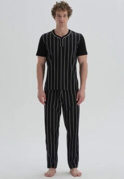 Stripe V Neck T-Shirt And Pyjama Set