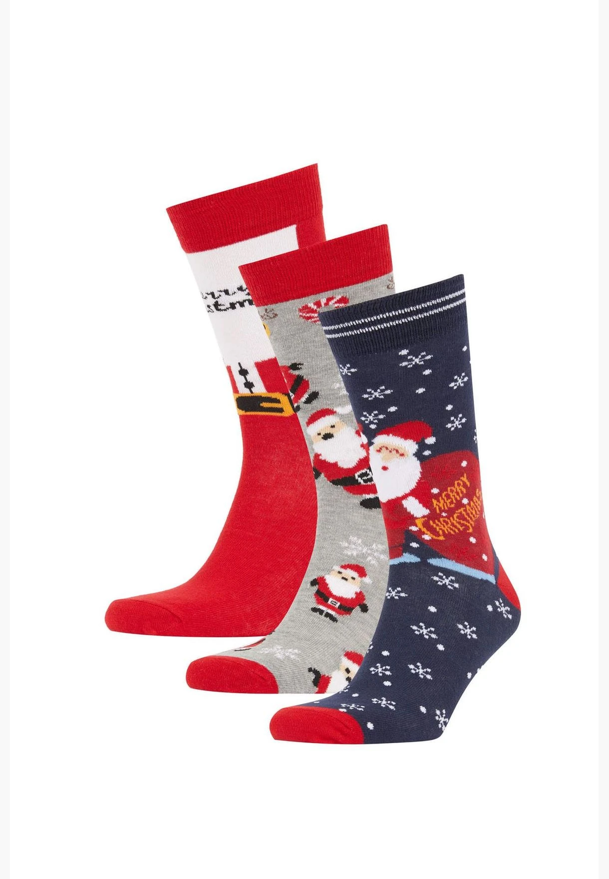 DeFacto 3 Pack Father Christmas Print Long Socks 4 DeFacto 3 Pack Father Christmas Print Long Socks - Image 2