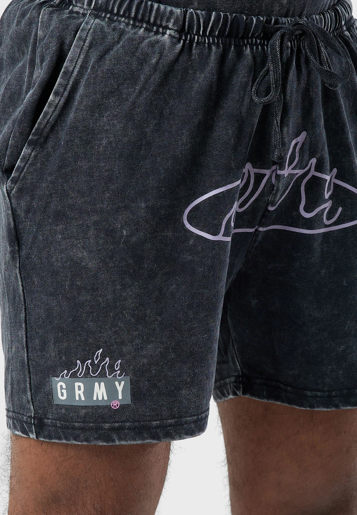 GRIMEY Cloven Tongues Stone Washed Sweatshorts 6 GRIMEY Cloven Tongues Stone Washed Sweatshorts - Image 4
