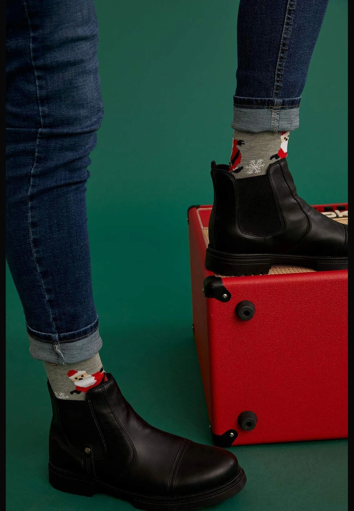 DeFacto 3 Pack Father Christmas Print Long Socks 10 DeFacto 3 Pack Father Christmas Print Long Socks - Image 8